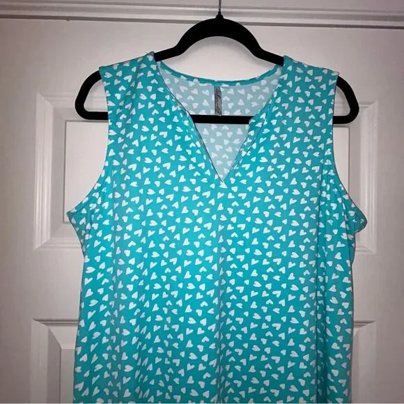 Lulu-B Heart Print Sleeveless Tunic Swing A-Line Dress - Picture 6 of 11